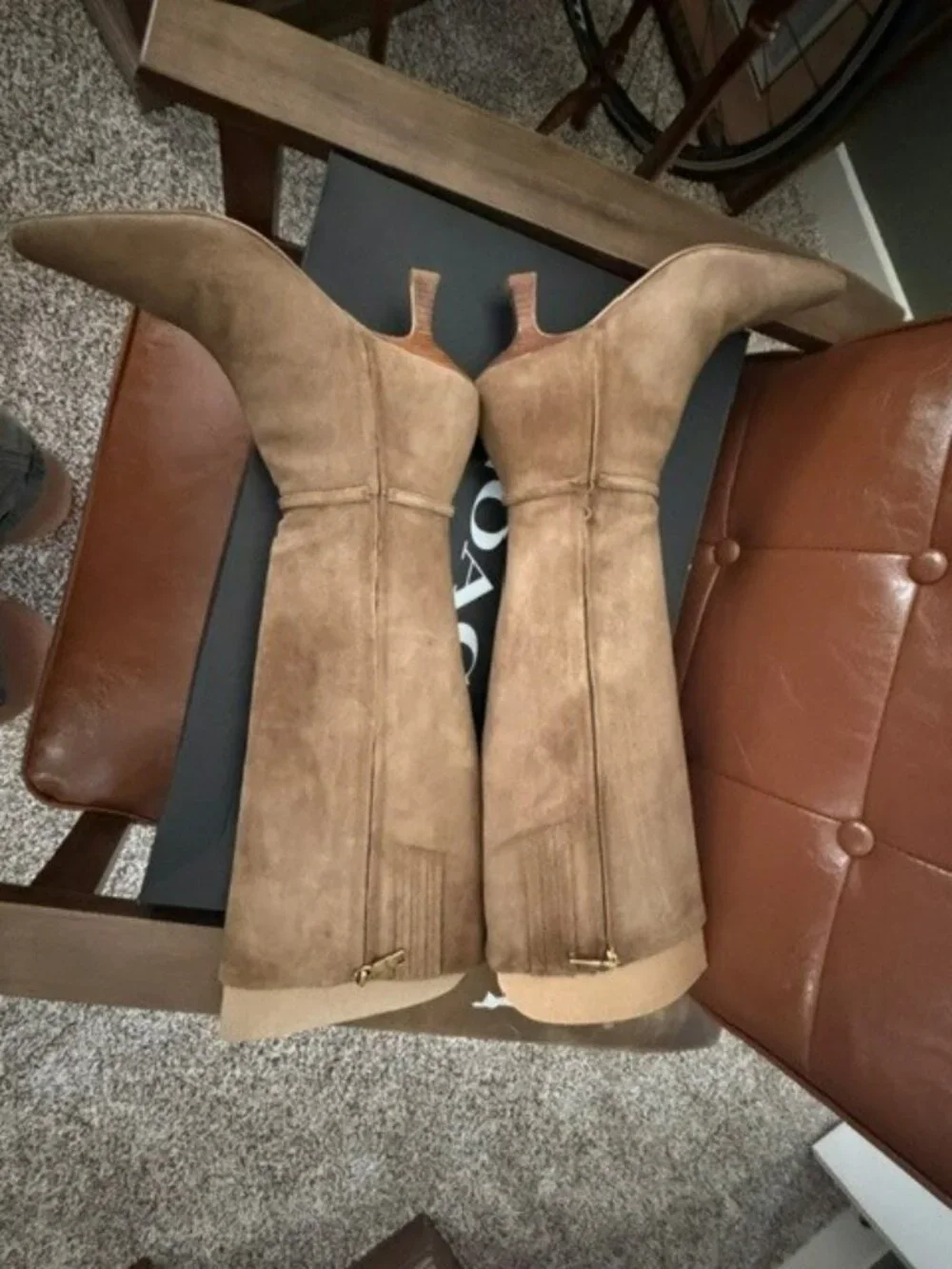 Coach Raquel Sue Suede Knee-High Boots, Cedar, Size 8B